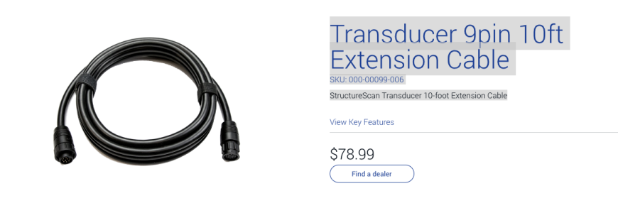 Lowrance Transducer Extension Cables