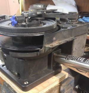 Scotty 1099 (two belt) Electric Downrigger base replaced with Scotty  Depthpower (one belt) base.