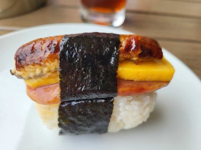 Eel egg spam rice Musubi.jpg