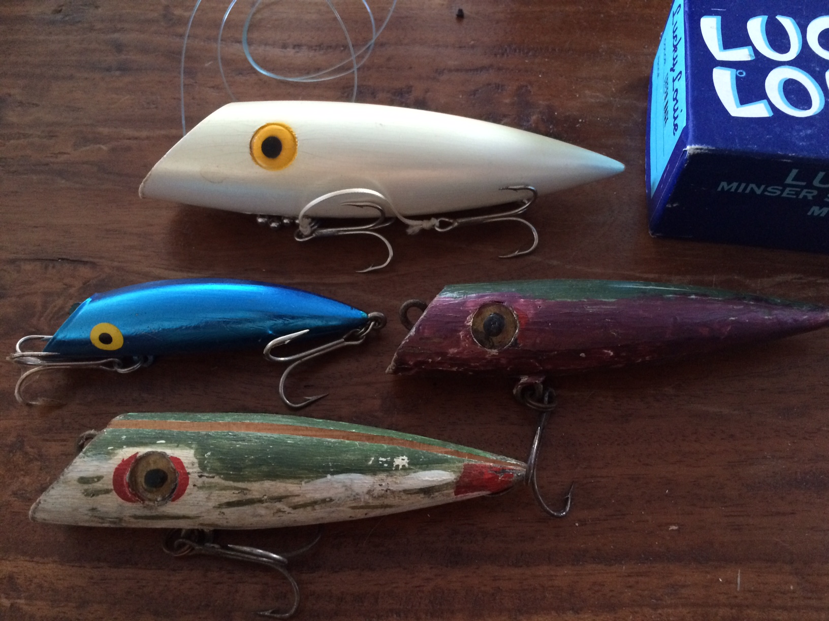 3 x VINTAGE MINSER LUCKY LOUIE SALMON PLUG LURE