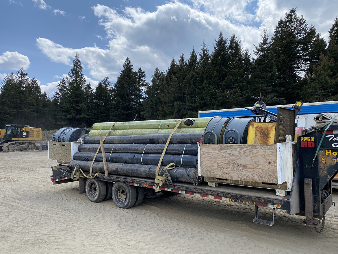 Truck loaded up with materials to be transported to Lillooet as part of demobilization.